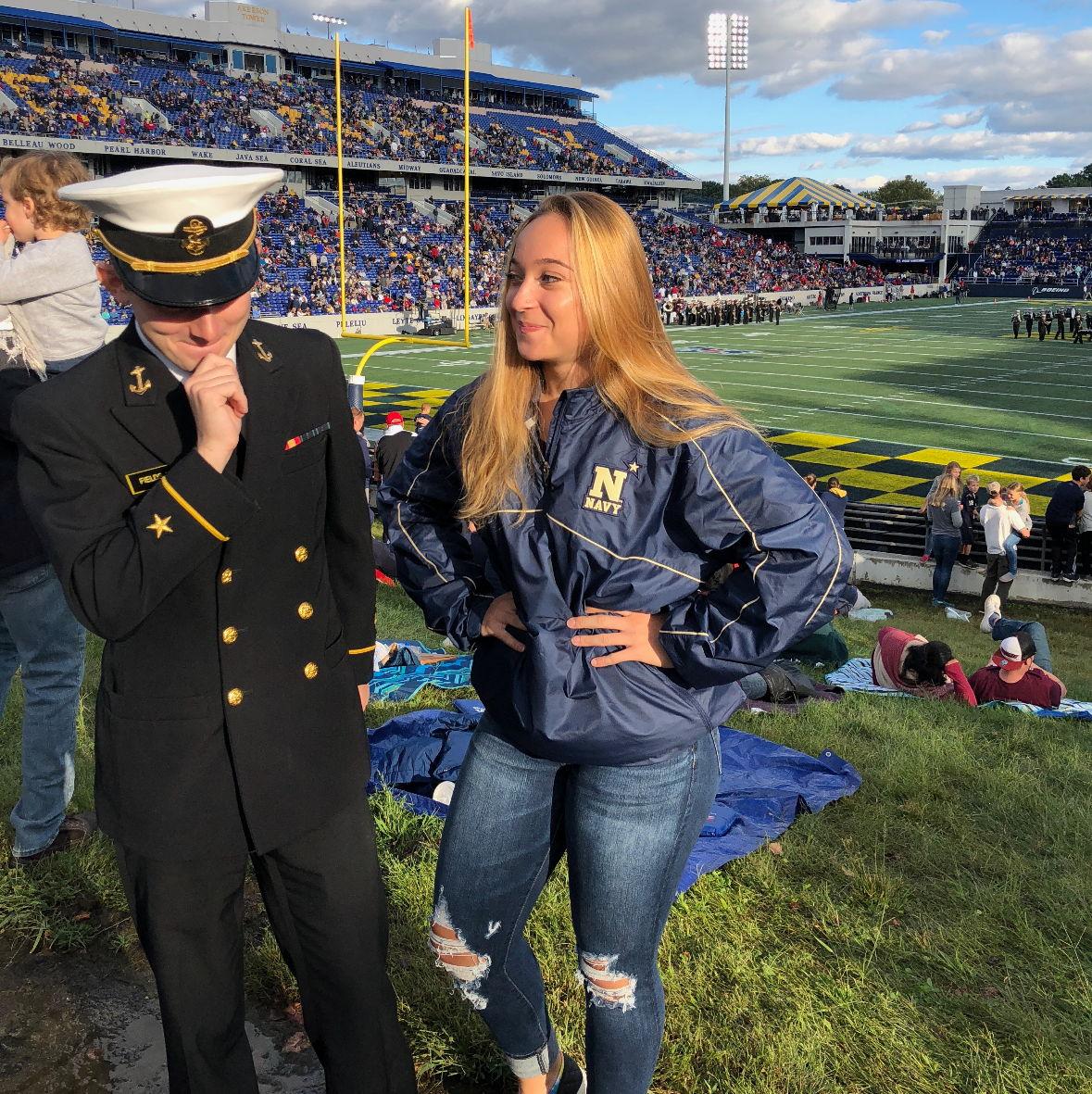 When Sarah finally visited Nathan for a Navy football game (not together as a couple)
