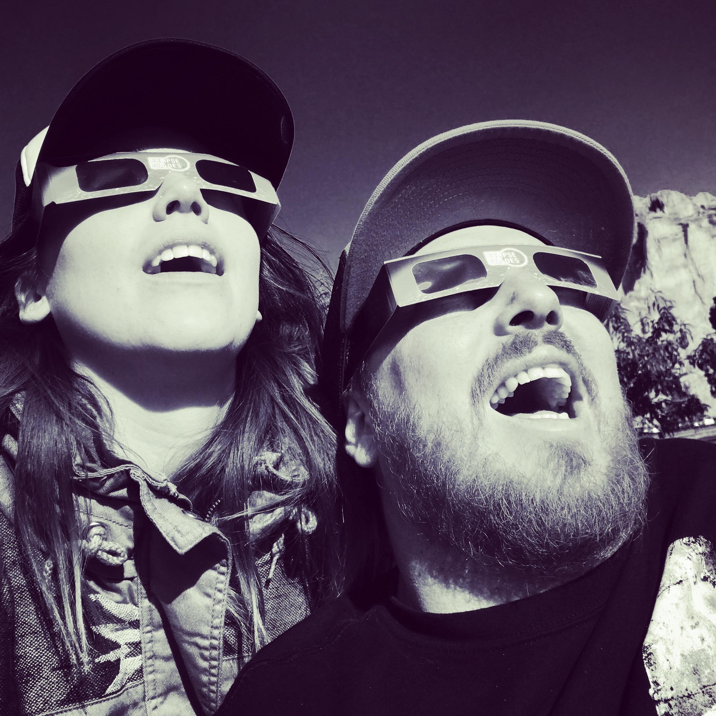 Watching the solar eclipse at Smith Rock. We experienced 100% totality.