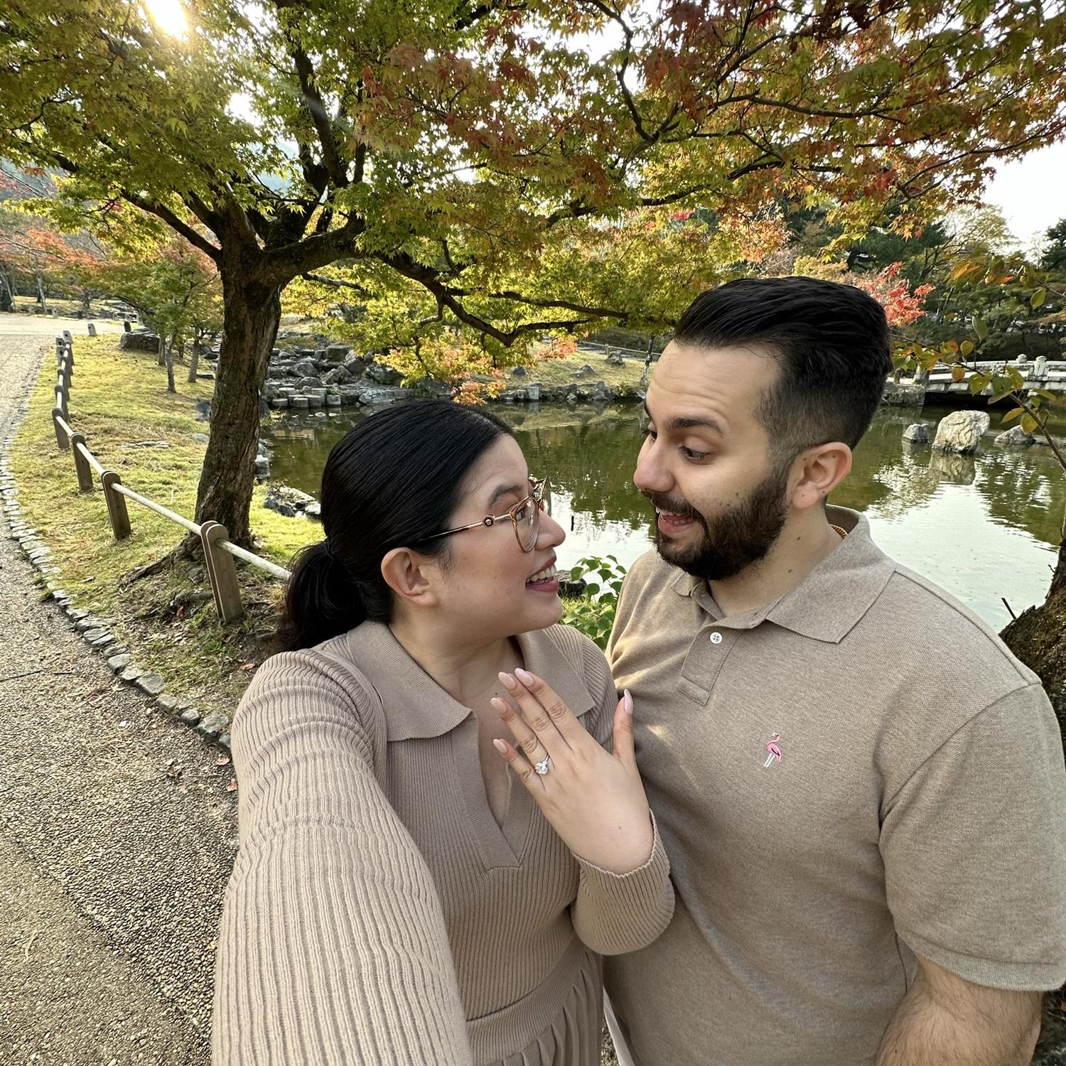 We got engaged in Kyoto!