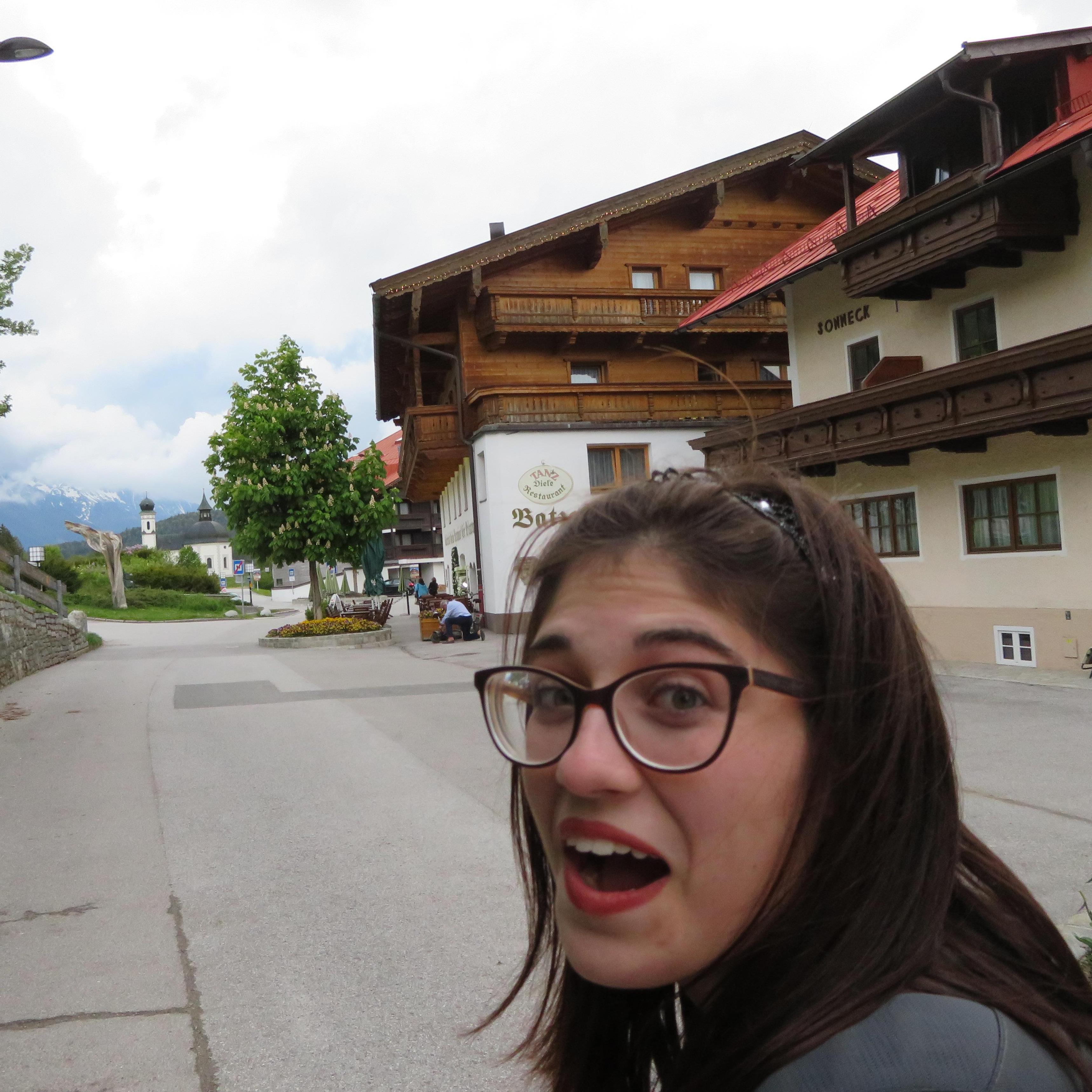May 20, 2019: Searching for Cait's hotel in Seefeld, Austria! She was awestruck by the architecture!