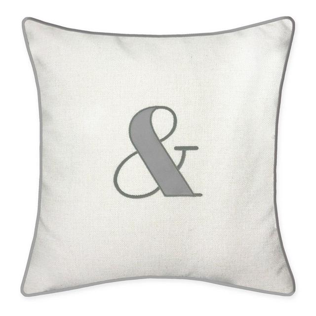 Ampersand Square Throw Pillow in Oyster/Grey