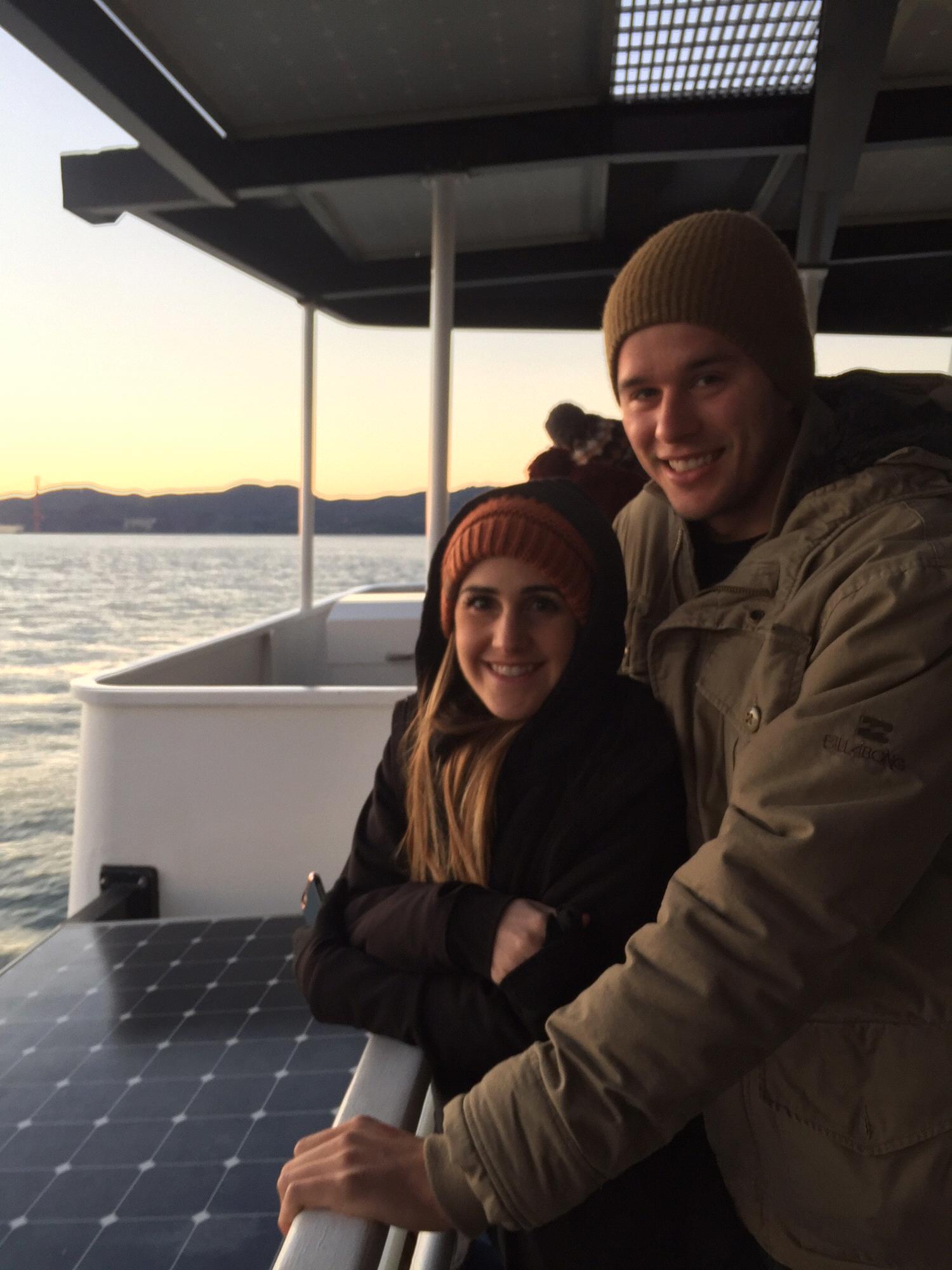 On the way to see Alcatraz at night. Very cold trip but fun to see when it's dark!