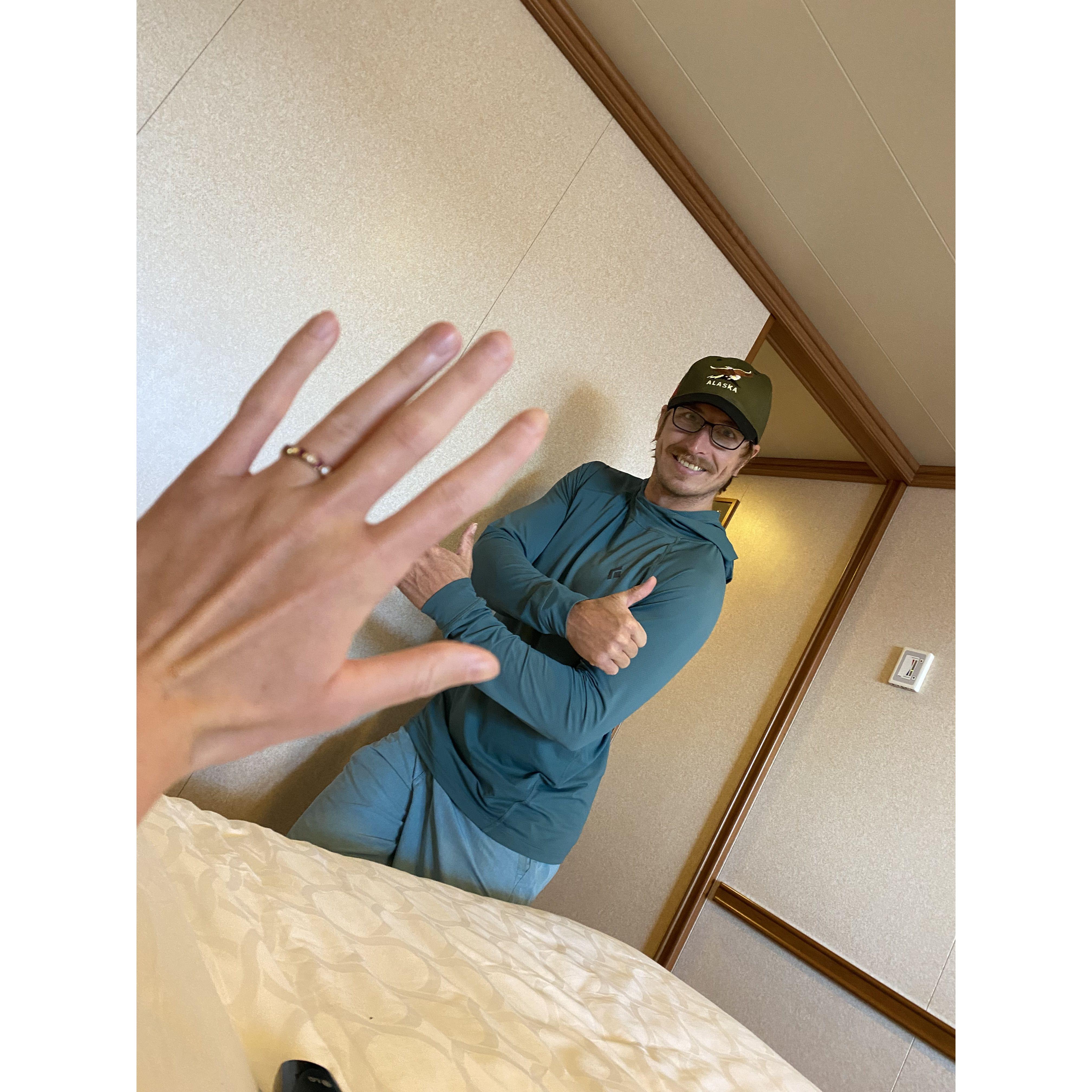 Brian proposed on the top deck of the cruise ship on the mini golf course