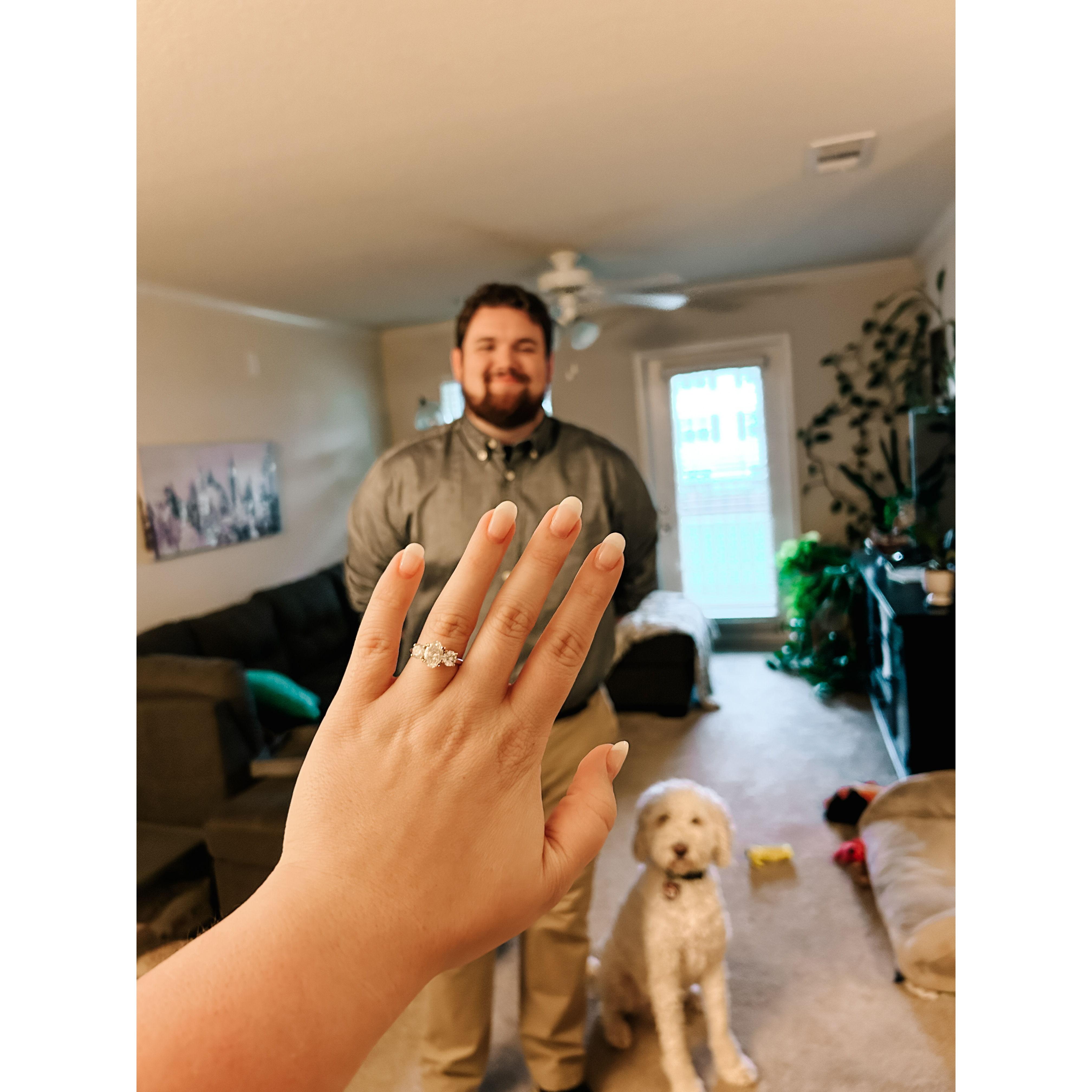 2 proud boys who just surprised Lindsey with the best post-work hello!