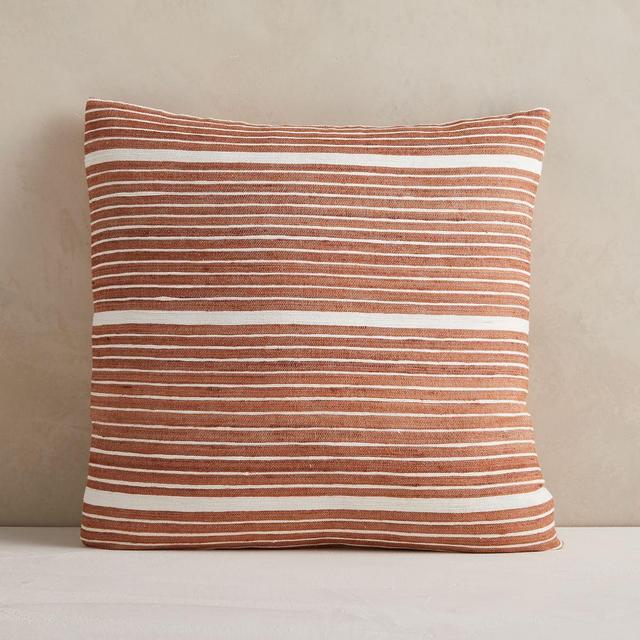 Silk Mini Stripe Pillow Cover, 20"x20", Copper