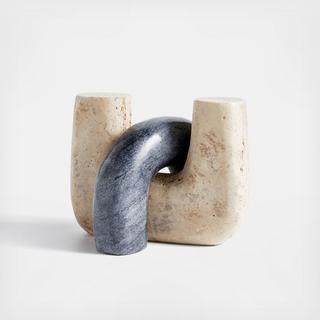 Issac Nesting Travertine & Marble Bookend
