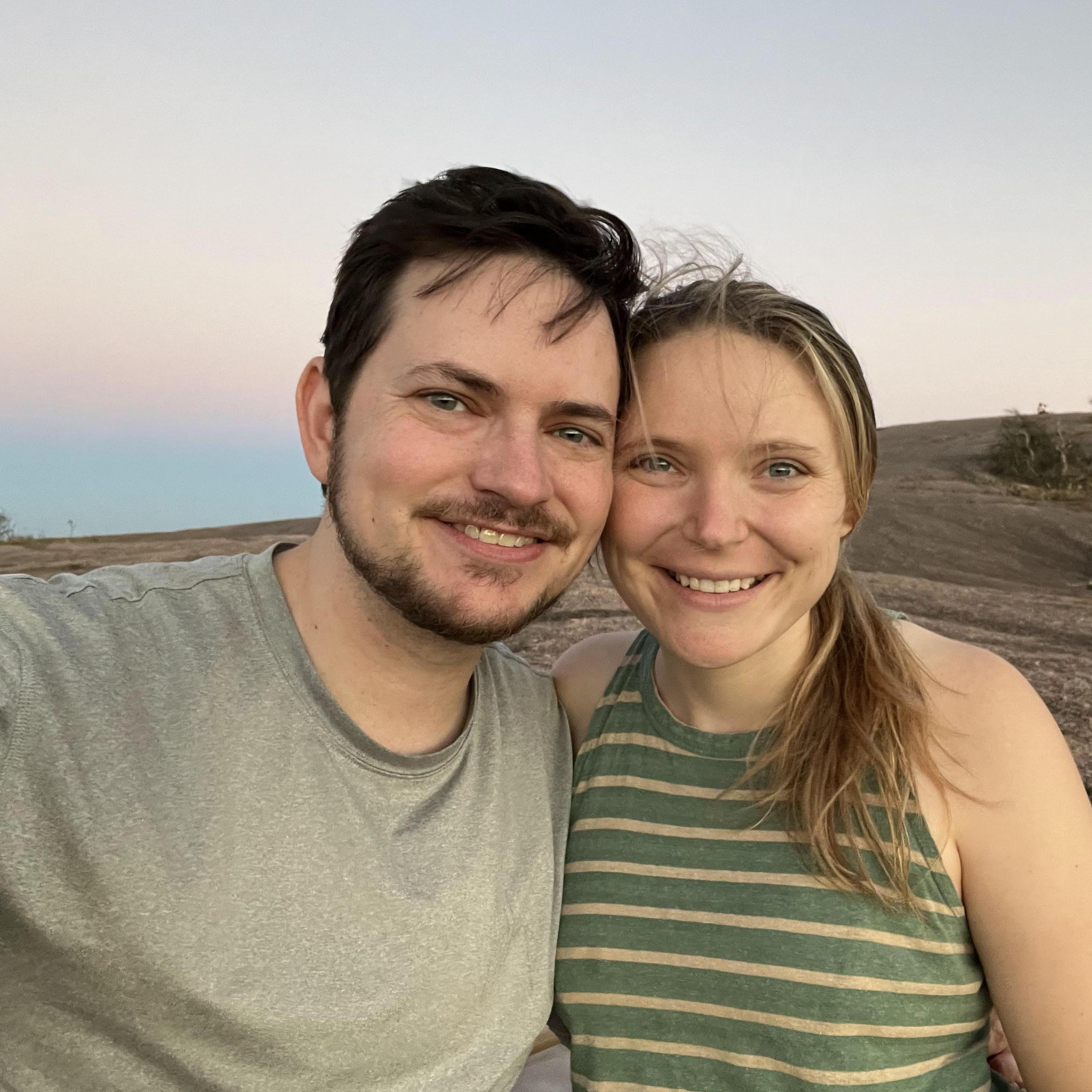 Newly engaged, at the top of Enchanted Rock