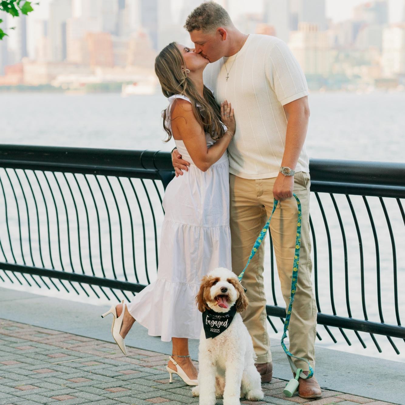 Engagement pics in Hoboken with our baby girl, Kona