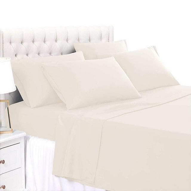 BASIC CHOICE 6 Piece Sheet Set - Luxury Soft 2000 Series Wrinkle & Fade Resistant Bed Sheets - Full, Ivory