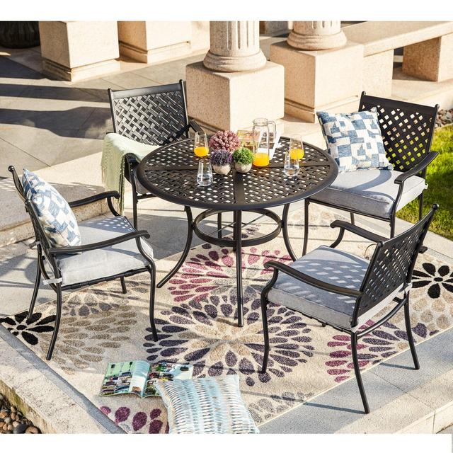 Shipp Round 4 - Person 42'' Long Dining Set with Cushions