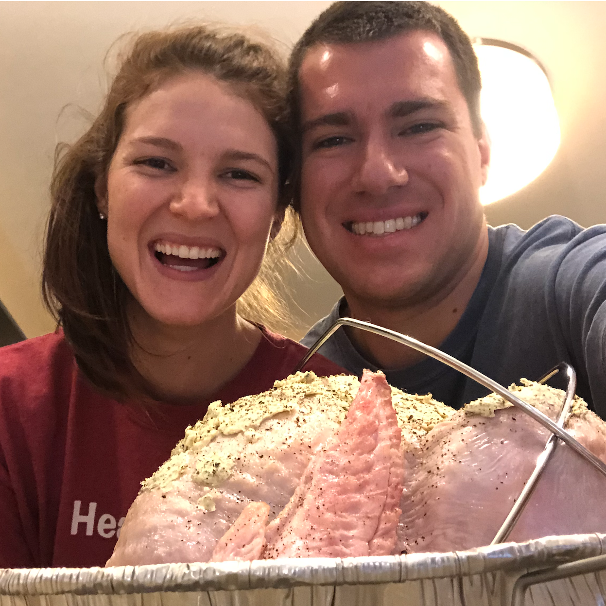 Preparing our annual Friendsgiving turkey