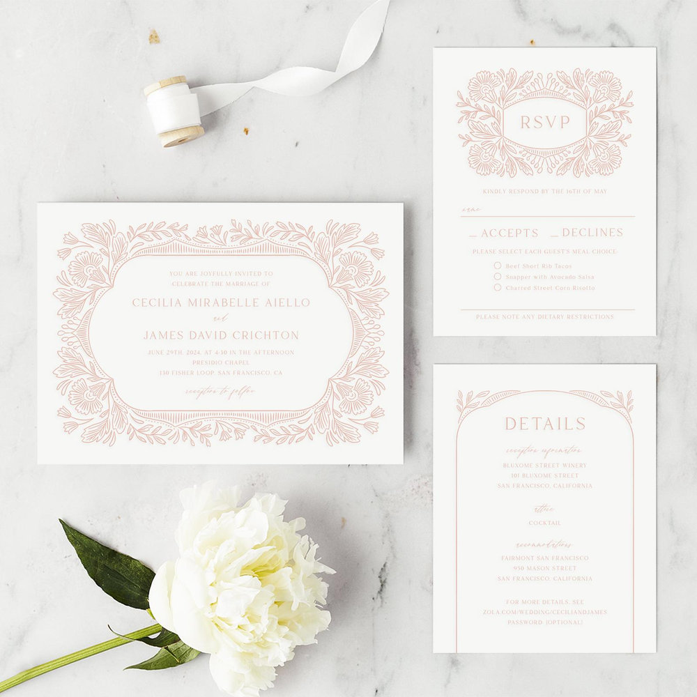 Caleania Landscape Letterpress | Navy | Zola Wedding Invitations