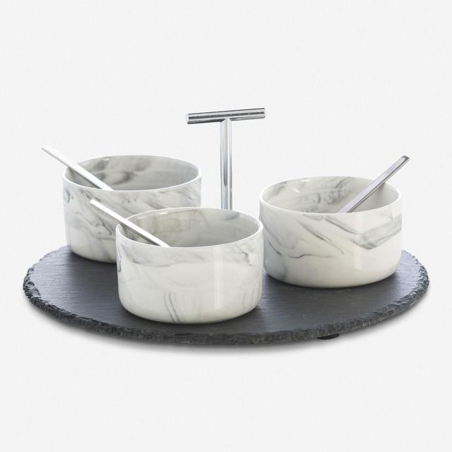 Mirielle Condiment Set, Slate and Marble