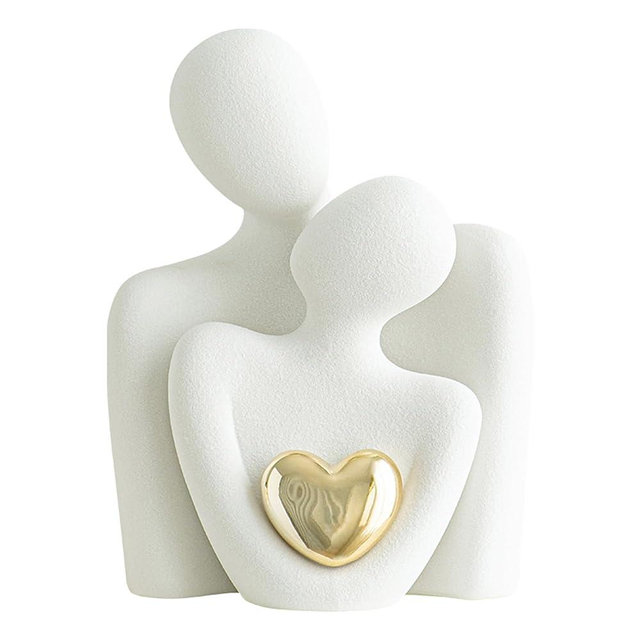 GJFASGF Ceramic Couple Statue - Modern Shelf Decor Knick Knacks for Shelves, Valentine's Day Wedding Gifts, Home Decor for Living Room, Bedroom, Bookshelf & TV Stand (L)