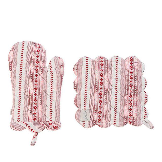 Villa Stripe Oven Mitt and Pot Holder Set of 2