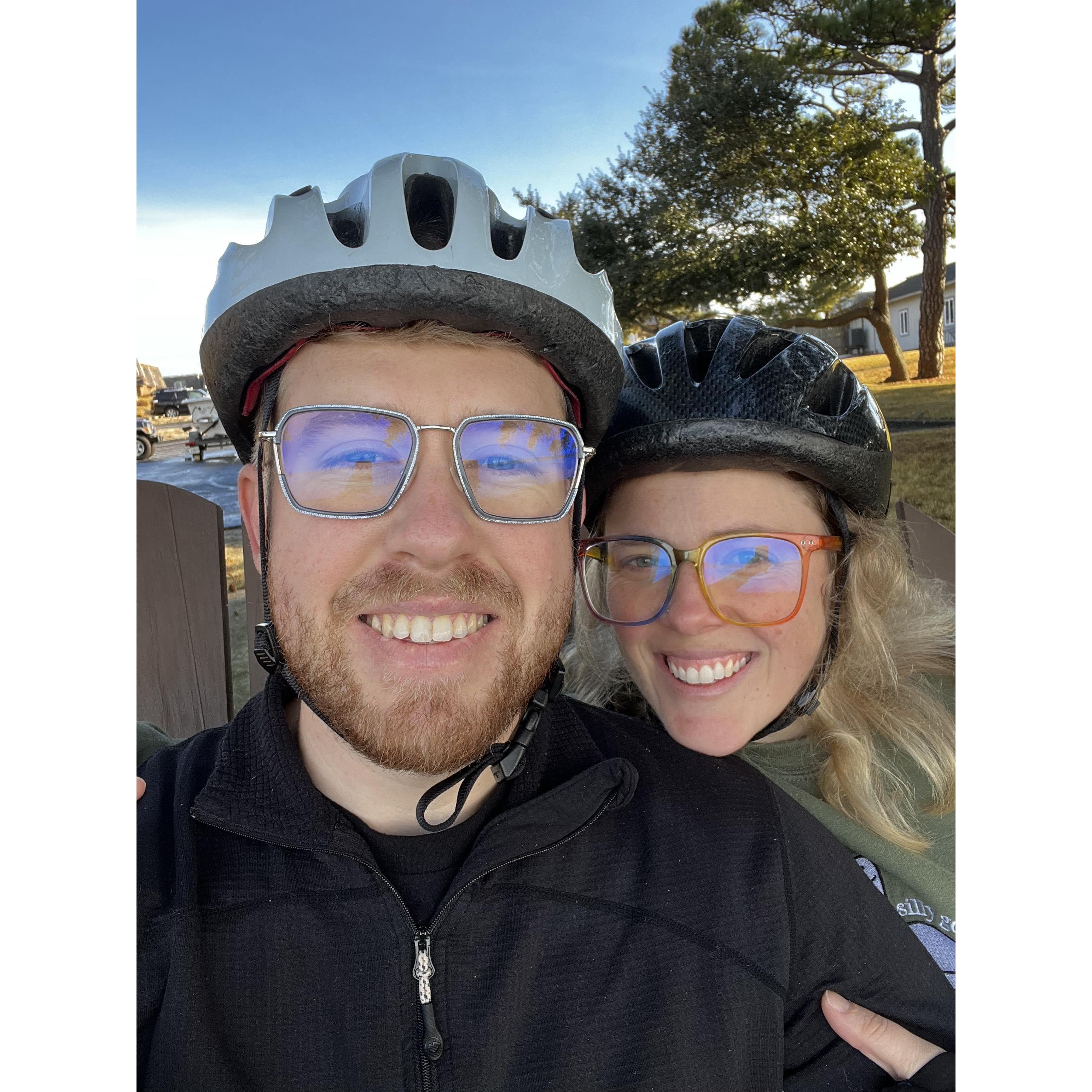 Biking has become an activity we love; Ky gave me a new bike for Christmas, and this photo came from our ride through Nags Head Woods in the Outer Banks of NC :)