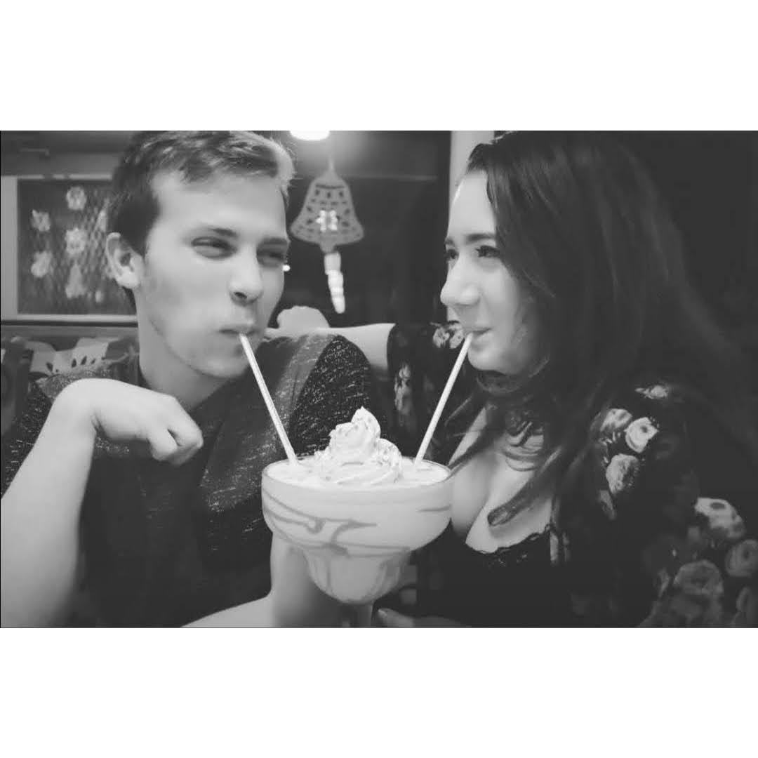 Our first milkshake together and also neither of us knowing how to pose for a picture like usual.