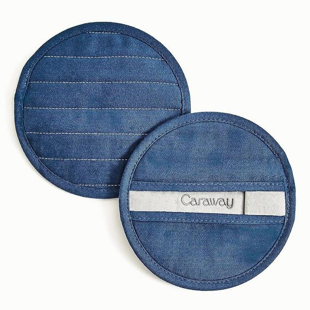 Caraway Pot Holders - 100% Organic Cotton Pot Holder - Double-Layer Stain Resistant Stitching - Resists High Heat & Low Cold Temperatures - Machine Washable - Navy