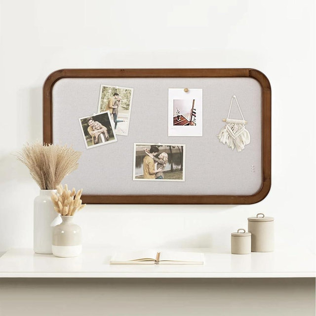 SOFE Farmhouse Bulletin Boards for Walls Decorative Hanging Pin Board, 30 ×18 inches Brown Wood Framed Rustic Vision Memo Board, Display Photo Board with Pins for Room School Office