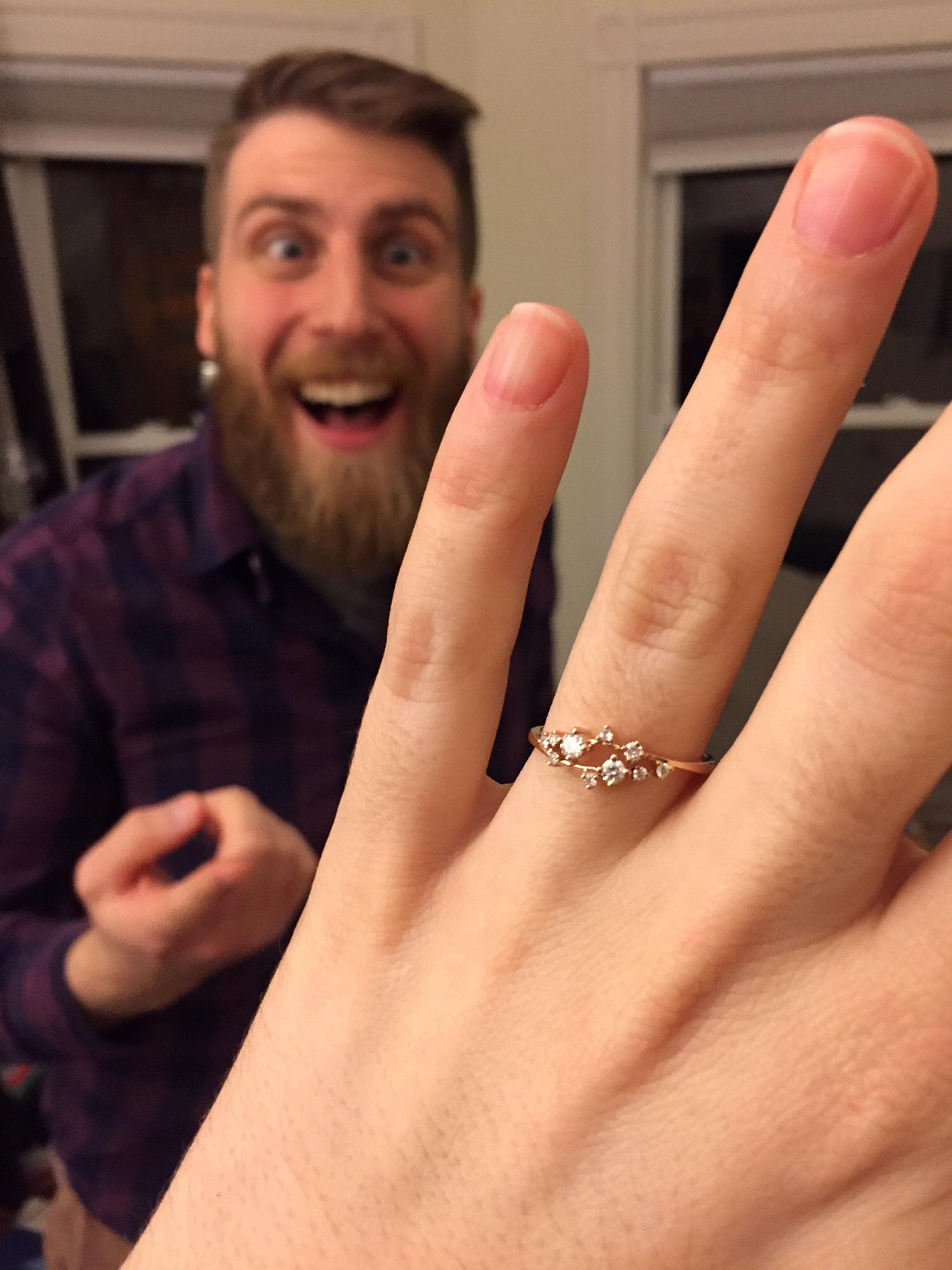 This was taken right after Will proposed, hence his excited face.