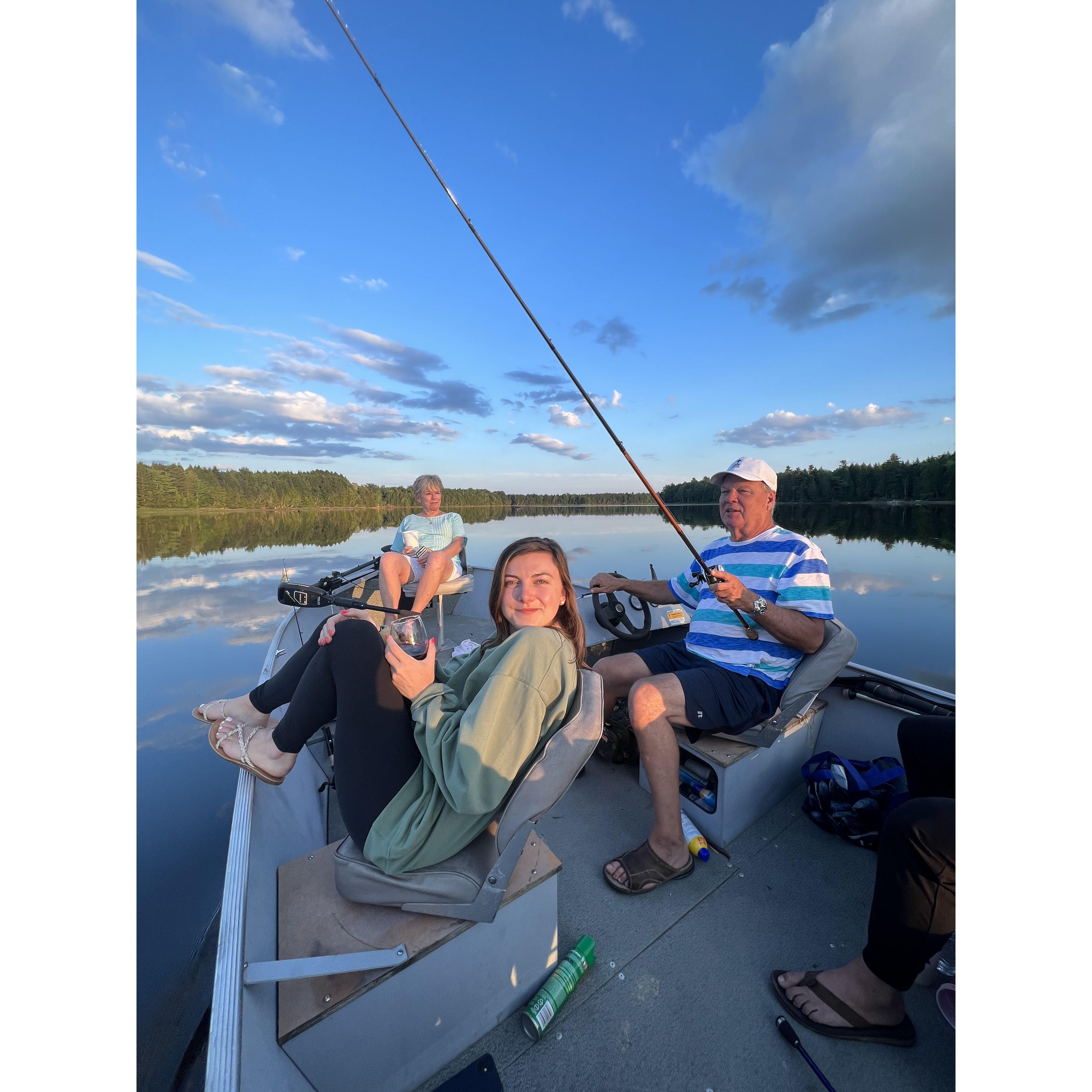 Fishing up in Maine with Hunter's dad and Betty