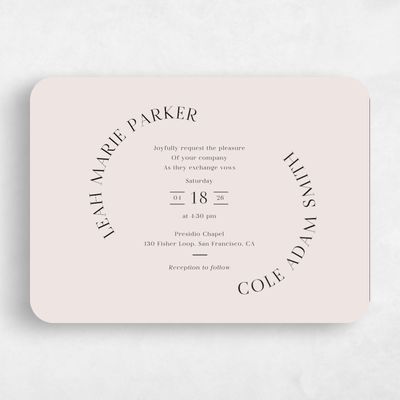 Beige Rounded Wedding Invitation - Tarbert Landscape