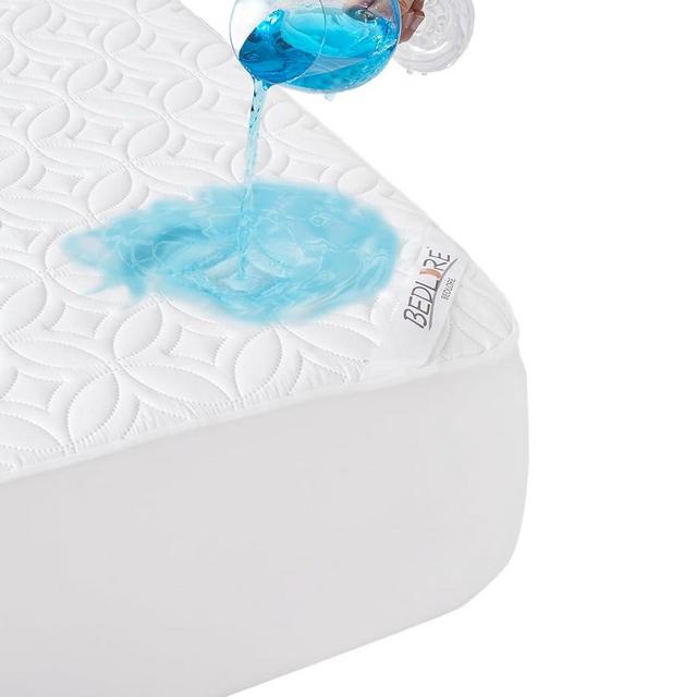 BEDLORE Waterproof Mattress Protector, Queen Size Noiseless Mattress Pad with Deep Pocket 6"-18" Depth, Soft Breathable Bed Mattress Cover Washable for Home, Bedroom, Hotel (White)
