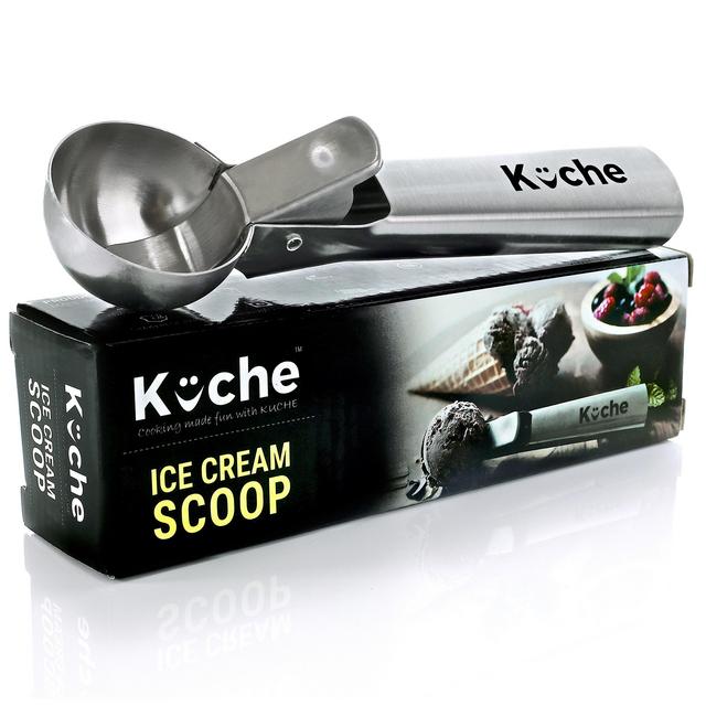KUCHE Easy Trigger Stainless Steel Ice Cream Scoop, Cookie Dough and Water Melon Scoop