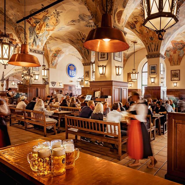 Food and Brews at a German Beer Hall