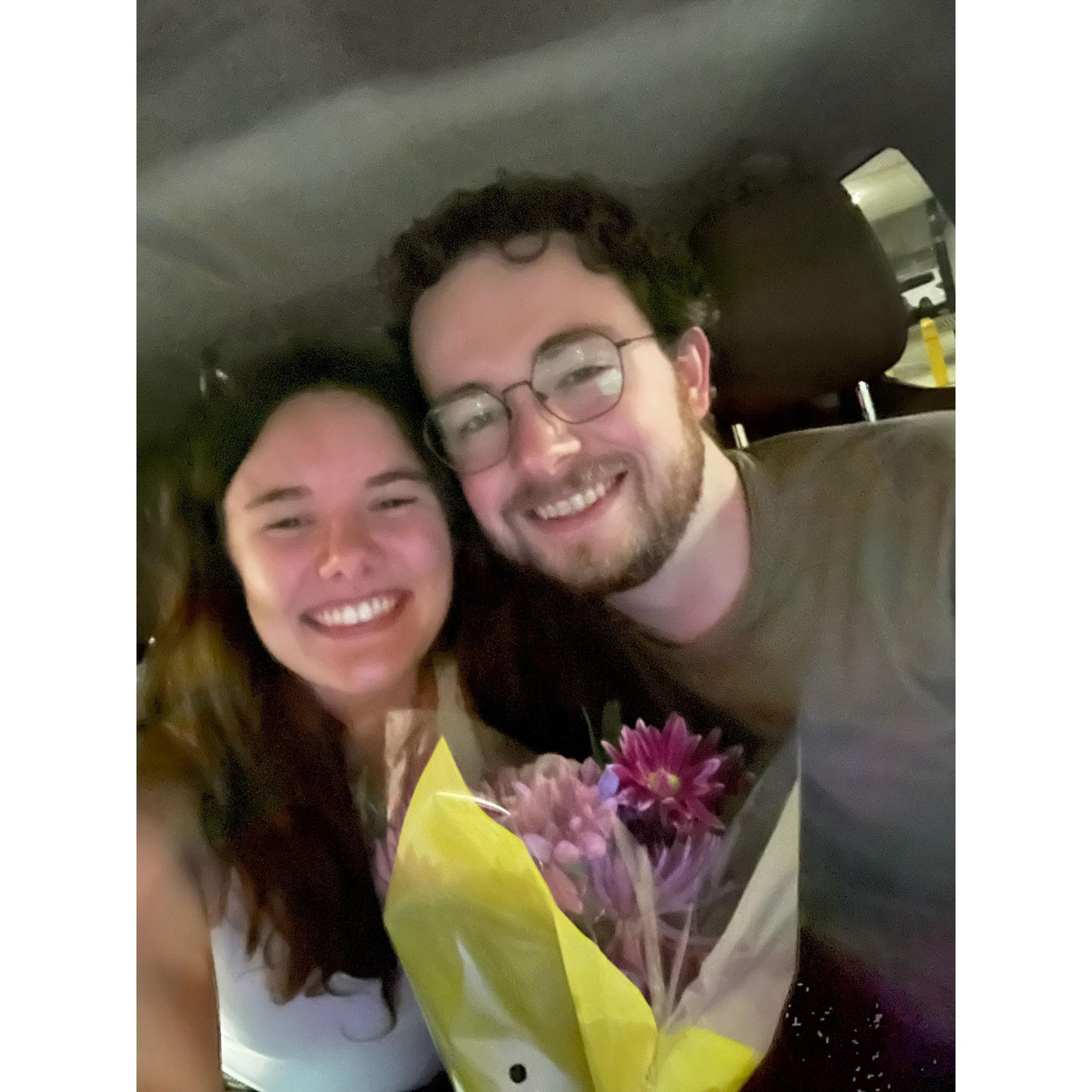 Connor picked me up from the airport at 2am with flowers :,) after getting back from china with many a delays