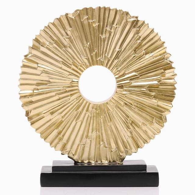DOVDOV Gold Home Decor and Accessories, Round Geometric Statues, Unique Home Decor for Office Bookcase Room Coffee Table Console TV Stand Decor.