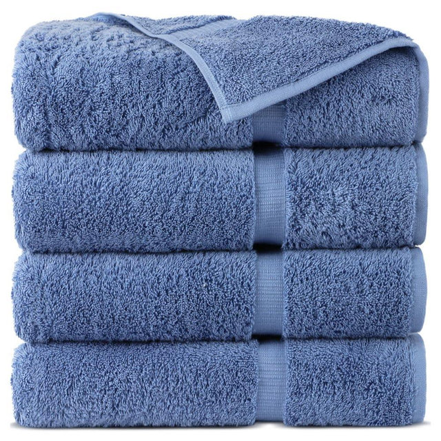 Towel Bazaar Premium Cotton Super Soft and Absorbent Turkish Towels (4-Piece, 30x60 Inches Extra Large Bath Towels, Wedgewood)