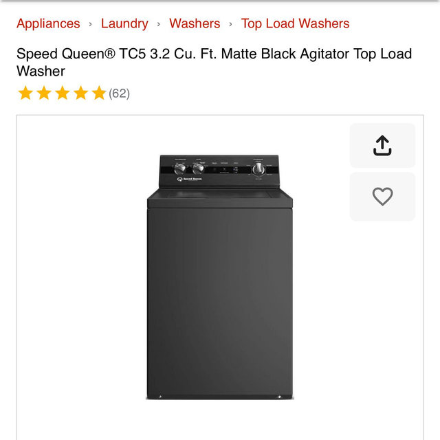 Speed Queen® TC5 3.2 Cu. Ft. Matte Black Agitator Top Load Washer | Robert Tylisz Appliance | Michigan City and La Porte, IN