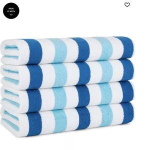 Navy/Blue Cabana Beach Towel (4-Pack, 30x70 in.), Soft Ringspun Cotton, Alternating Stripe Colors, Oversized Cabana Pool Towel - Macy's