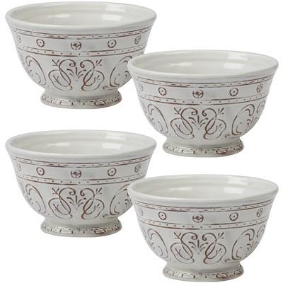 Certified International Terra Nova Ceramic Dessert Bowls 28oz White/Brown - Set of 4