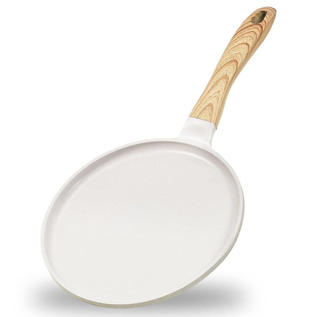 JEETEE Crepe Pan Nonstick, 11 inch Comales Para Tortillas Griddle Pan for Stove Top, Granite Coating Flat Pancake Pan Dosa Tawa, PFOA FREE and Induction Compatible (Beige)