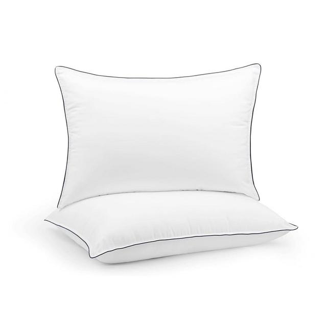 Linen Home Down Alternative Pillows with Grey Piping, King Size Pillows Set of 2, Bed Pillows for Stomach & Back Sleepers, Cooling Pillows for Sleeping, Ideal for Pillowcases Size - 20 X 36 inches