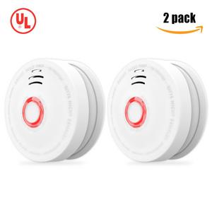 2 Pack COOWOO Battery-Operated(Not Hardwired) Smoke and Fire Alarm with Test Button, Photoelectric Sensor & UL Listed(9V Battery included)