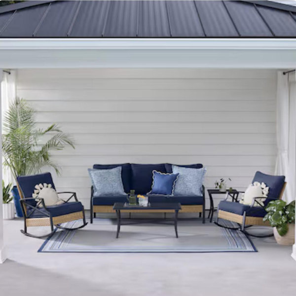 Style Selections Kenwood 5-Piece Rocking Patio Conversation Set with Gray Cushions
