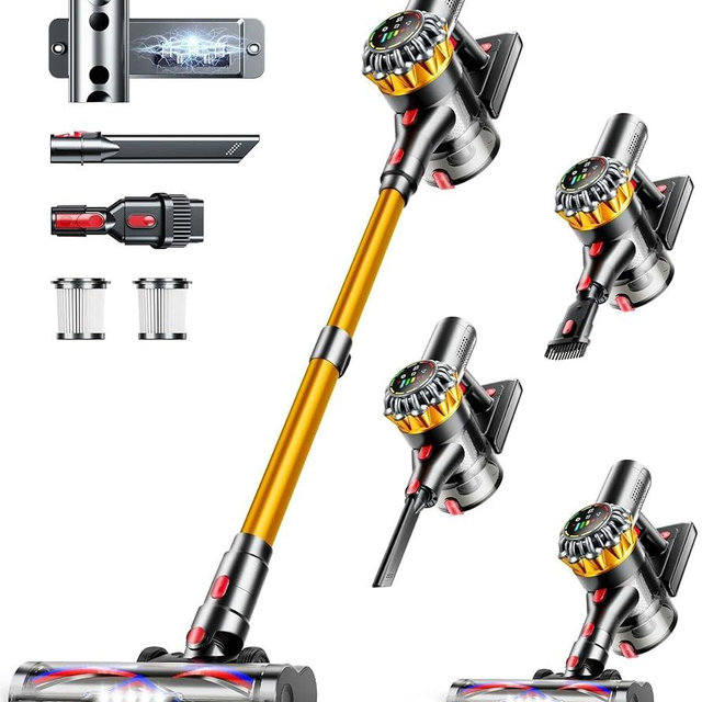 Cordless Vacuum Cleaner, 550W 45KPA 65Mins Vacuum Cleaners for Home, Stick Vacuum with Self-Standing,Touch Screen, Anti-Tangle Brush, 8-in-1 Lightweight Wireless Vacuum for Pet Hair Carpet Hard Floors