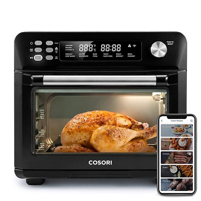 COSORI Smart 12-in-1 Air Fryer Toaster Oven Combo, Countertop Dehydrator for Chicken, Pizza and Cookies, Christmas Gift, Work with Alexa, 25L, Black