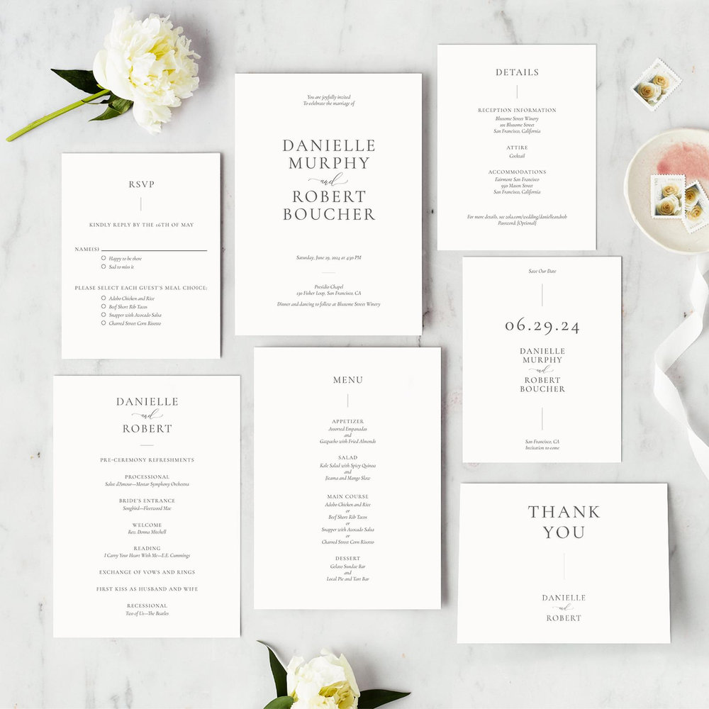 Barnell Portrait Letterpress | Black | Zola Wedding Invitations