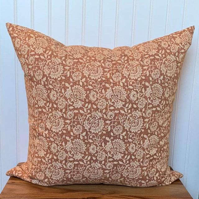 Light Rust Terracotta Floral Pillow Cover, 18x18, Hmong Pillow Cover, Sofa Pillow, Throw Pillow, Farmhouse Pillow Cover, Chiangmai Pillow