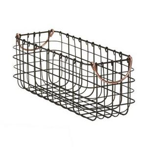 Wire Tank Top Basket With Pewter Finish And Copper Handle 16"X6"X6" - Threshold™