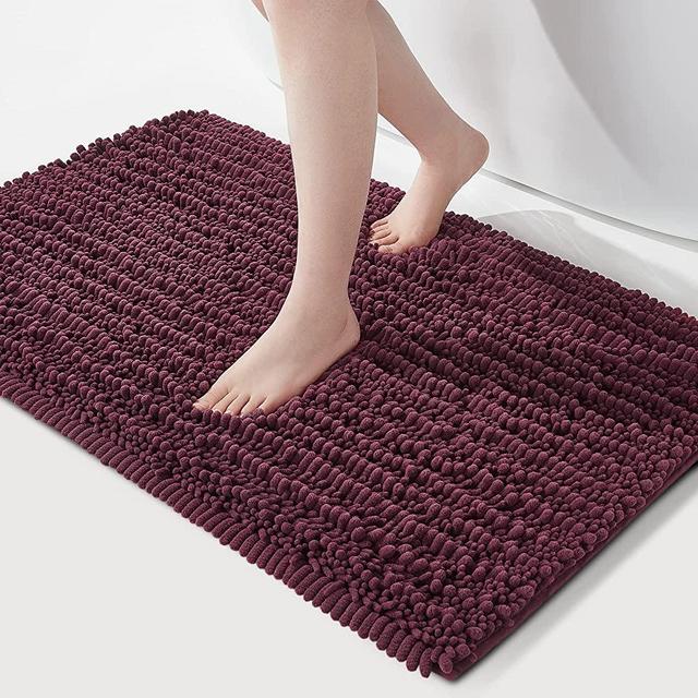 FLOLEOPA Soft Plush Microfiber Bathroom Rugs, Absorbent Bath Rugs Non Skid Machine Wash Dry Bath Mats for Tub,Shower and Bath Room Floor Mats (24x39inches, Burgundy)