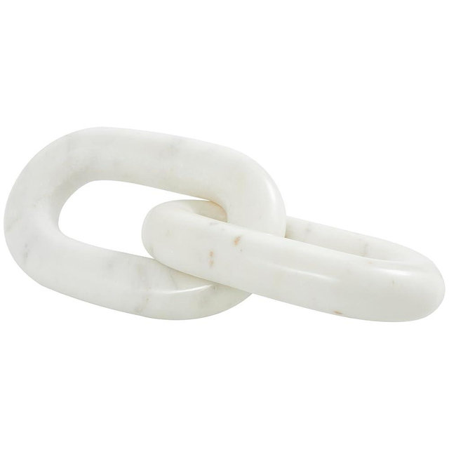 Deco 79 Marble Chain Handmade Decorative Sculpture Geometric 2 Link Home Decor Statue, Accent Figurine 9" x 4" x 2", White
