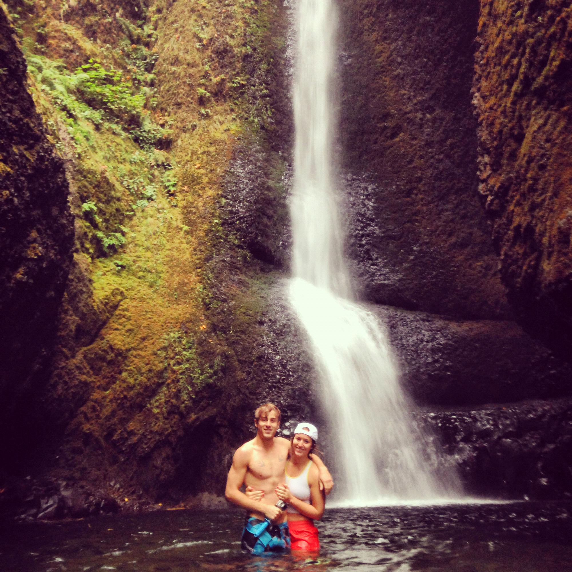 Exploring the waterfalls of the Gorge with our other significant other, Amy.