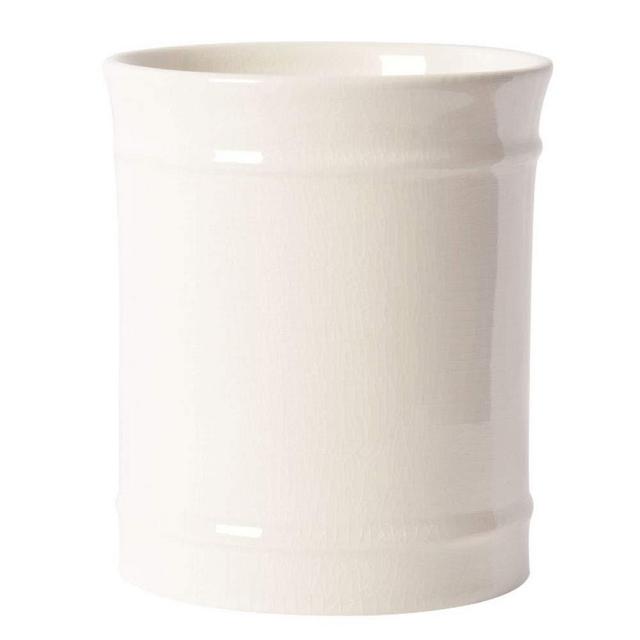 SZUAH Kitchen Ceramic Utensil Holder, Larger Capacity Utensil Crock, for Kitchen Counter top & Dining Table (Cream, 5.9" x 5.9" x 6.7")