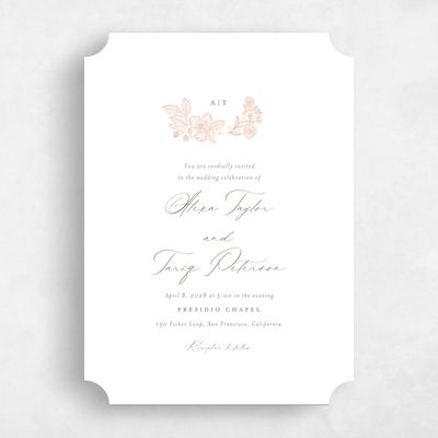Beige Ticket Wedding Invitation - Siena Classic