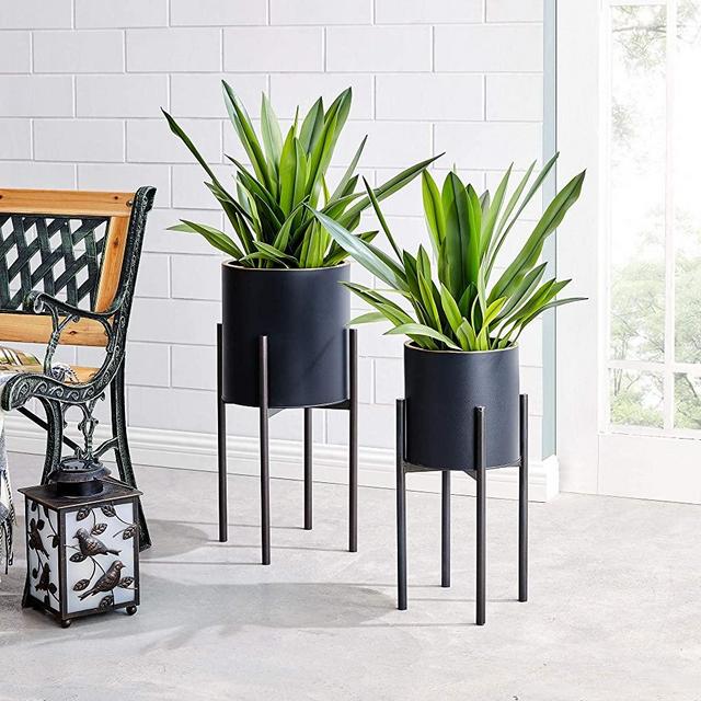 FirsTime & Co. Arden Planter 2-Piece Set, American Crafted, Black, 10.5 x 10.5 x 23 ,